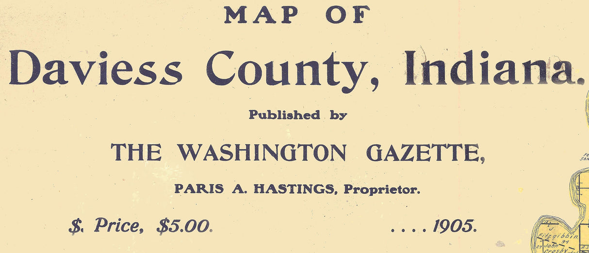 1905 Farm Line Map of Daviess County Indiana