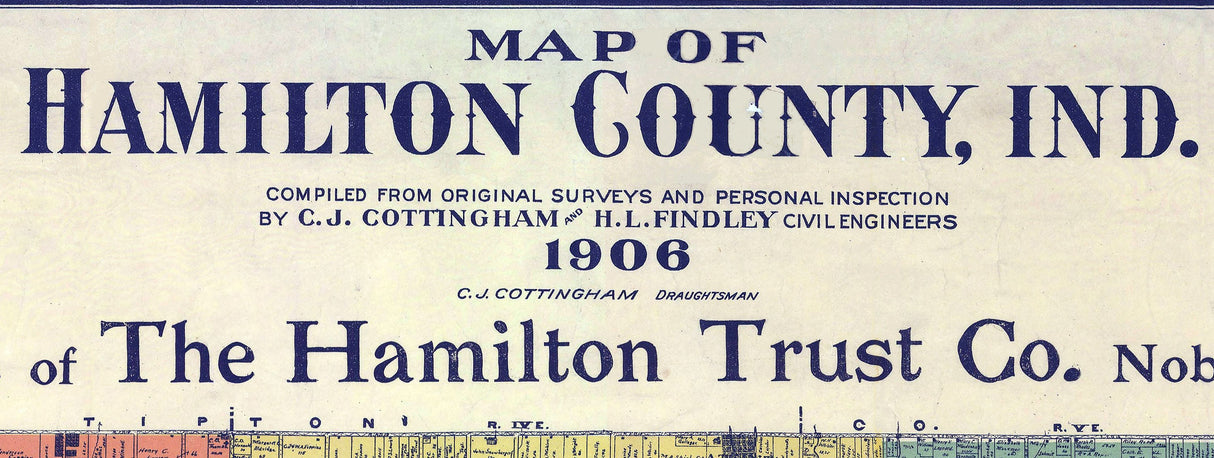 1906 Farm Line Map of Hamilton County Indiana