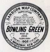 1908 Town Map of Bowling Green Wood County Ohio