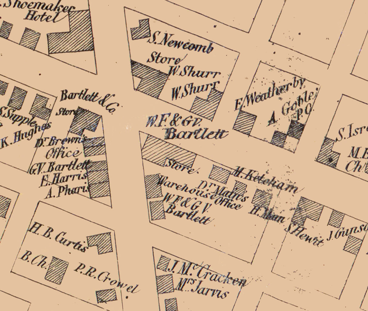 1857 Town Map of Chesterville Morrow County Ohio