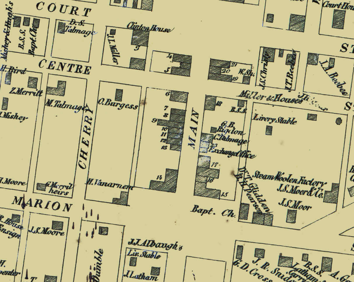 1857 Town Map of Mt Gilead Morrow County Ohio