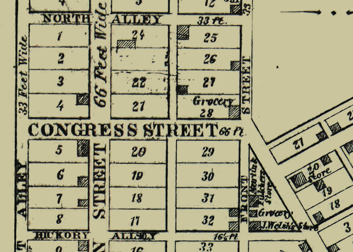 1858 Town Map of Genoa Pickaway County Ohio