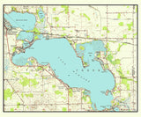 1951 Map of Lake Wawasee Kosciusko County Indiana