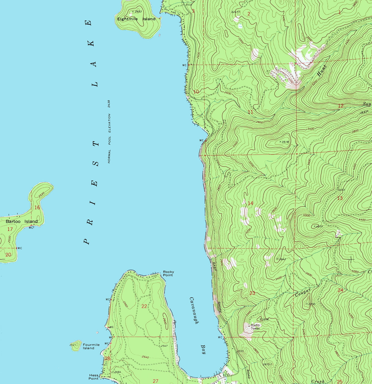 1967 Map of Priest Lake Idaho