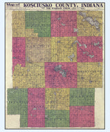 1916 Farm Line Map of Kosciusko County Indiana