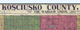 1916 Farm Line Map of Kosciusko County Indiana