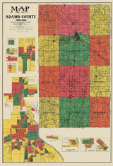 1908 Farm Line Map of Adams County Indiana