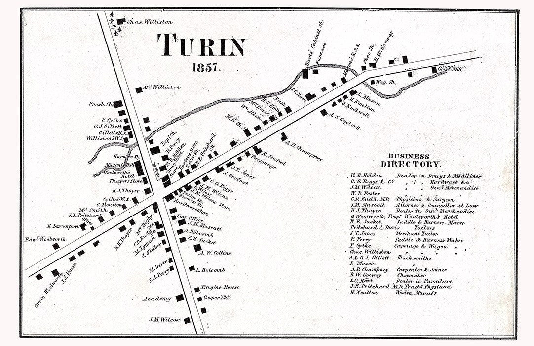 1857 Map of Turin Lewis County New York