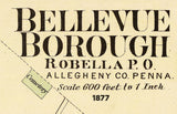 1877 Town Map of Bellevue Borough Allegheny County Pennsylvania