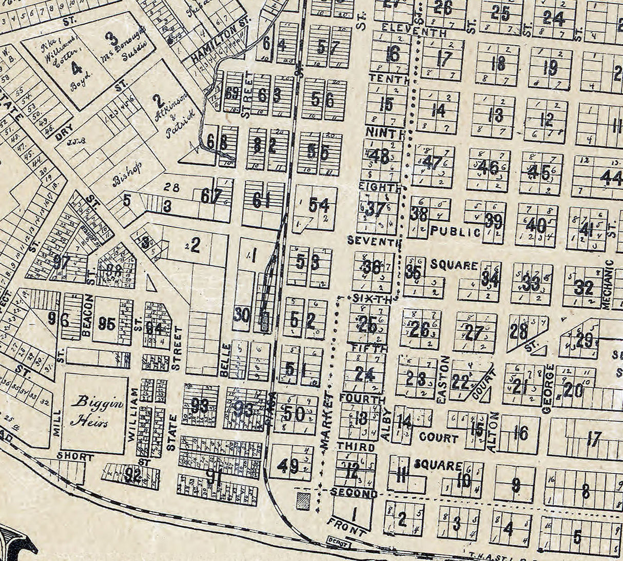 1892 Town Map of Alton Madison County Illinois