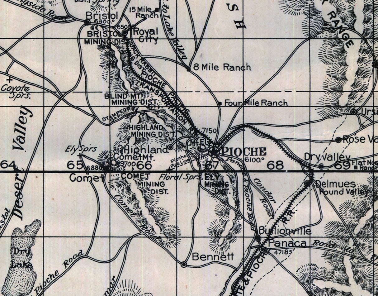 1908 Map of Lincoln and Clark County Nevada