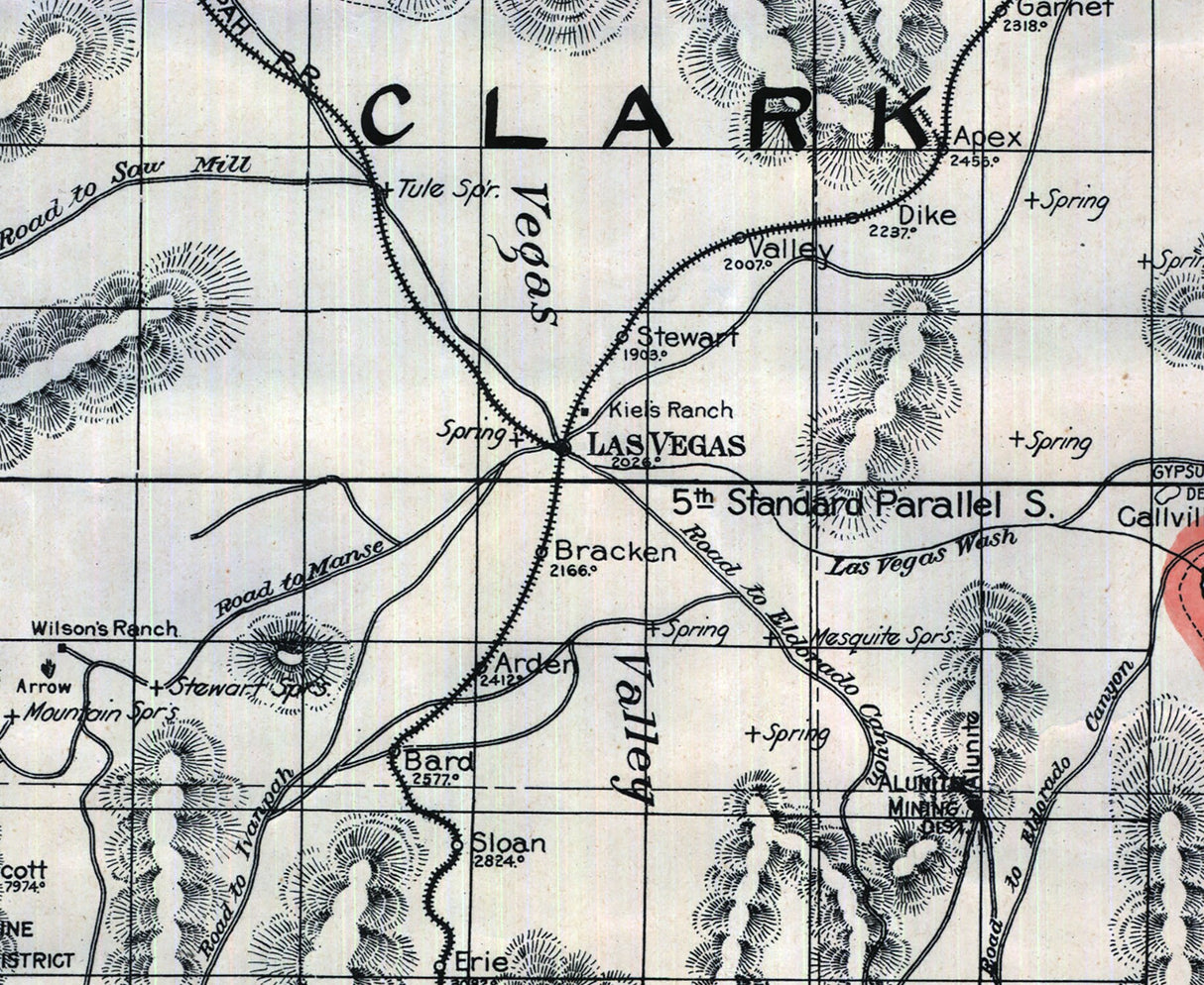 1908 Map of Lincoln and Clark County Nevada