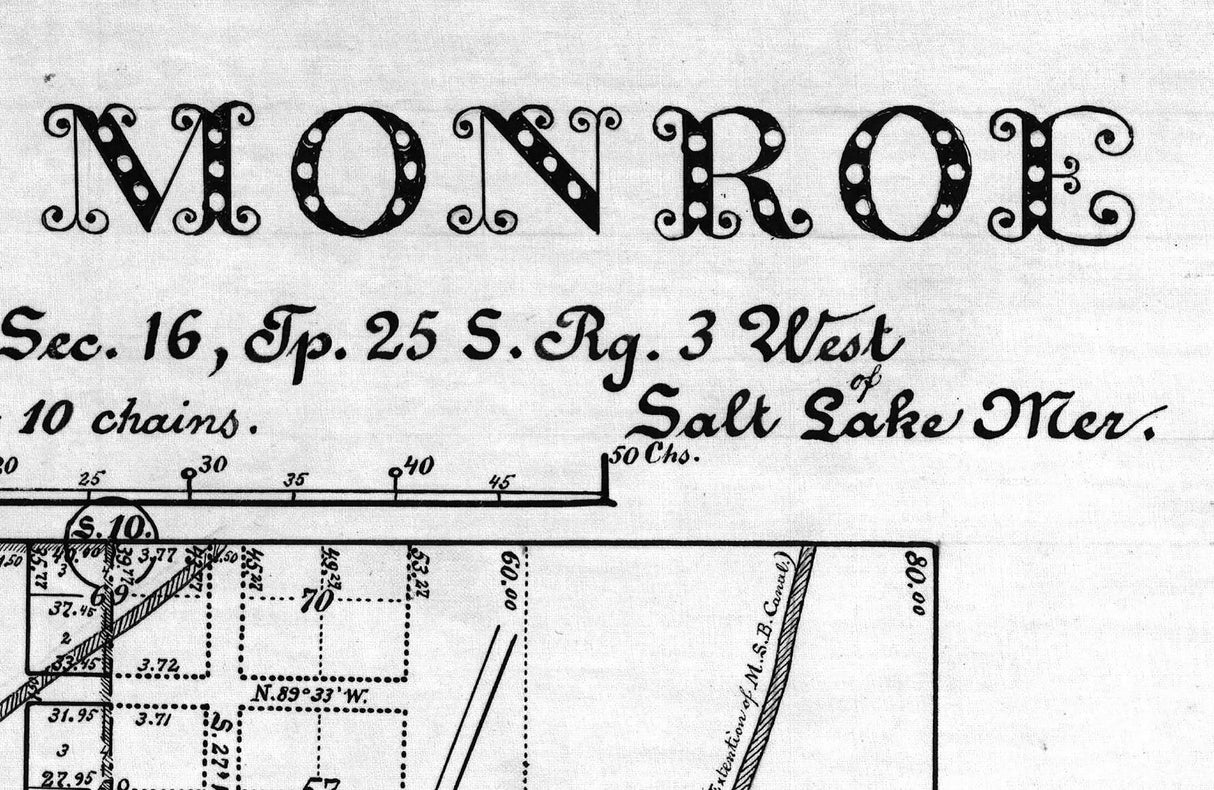 1915 Map of the Town of Monroe Sevier County Utah