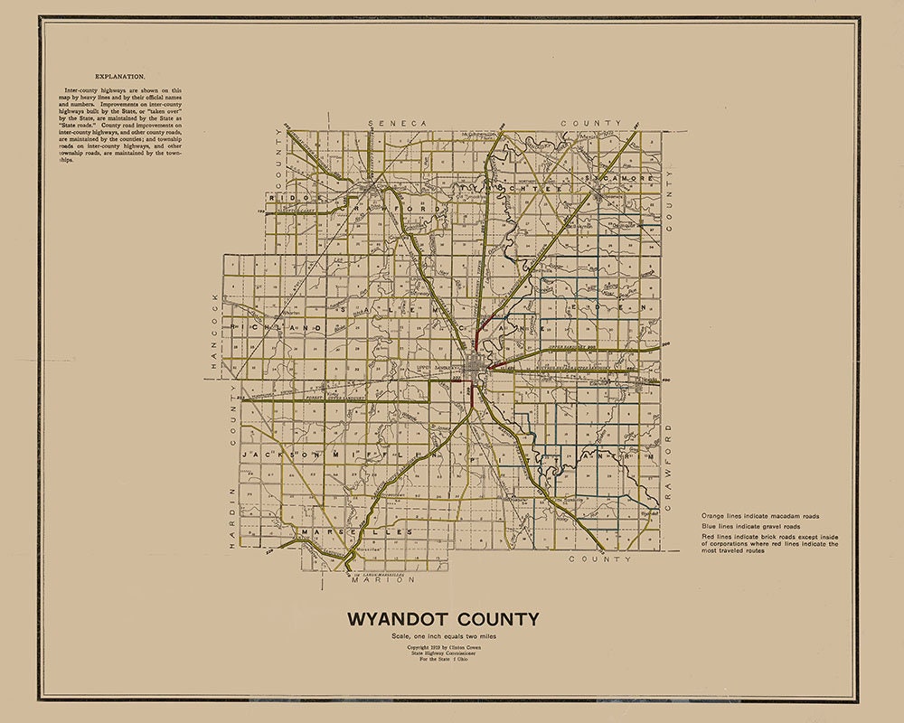 1919 Map of Wyandot County Ohio