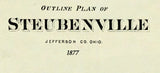 1877 Town Map of Steubenville Jefferson County Ohio