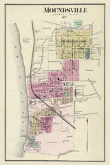 1877 Map of Moundsville Marshall County West Virginia