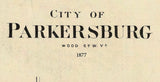 1877 Map of Parkersburg Wood County West Virginia