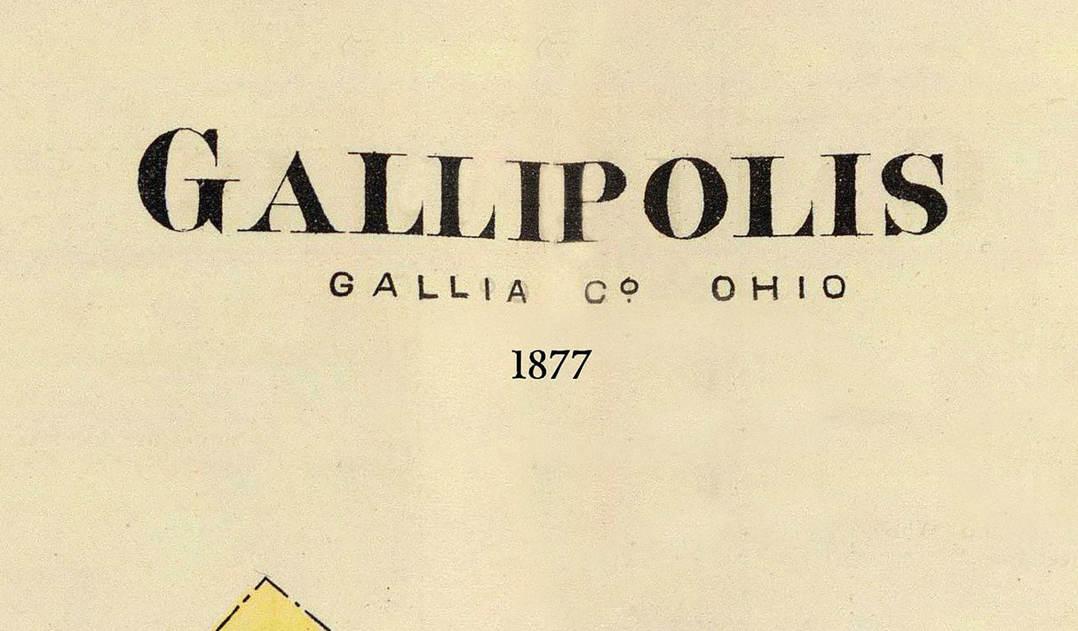 1877 Town Map of Gallipolis Gallia County Ohio