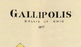 1877 Town Map of Gallipolis Gallia County Ohio