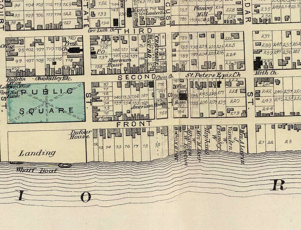 1877 Town Map of Gallipolis Gallia County Ohio
