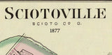 1877 Town Map of Sciotoville Scioto County Ohio