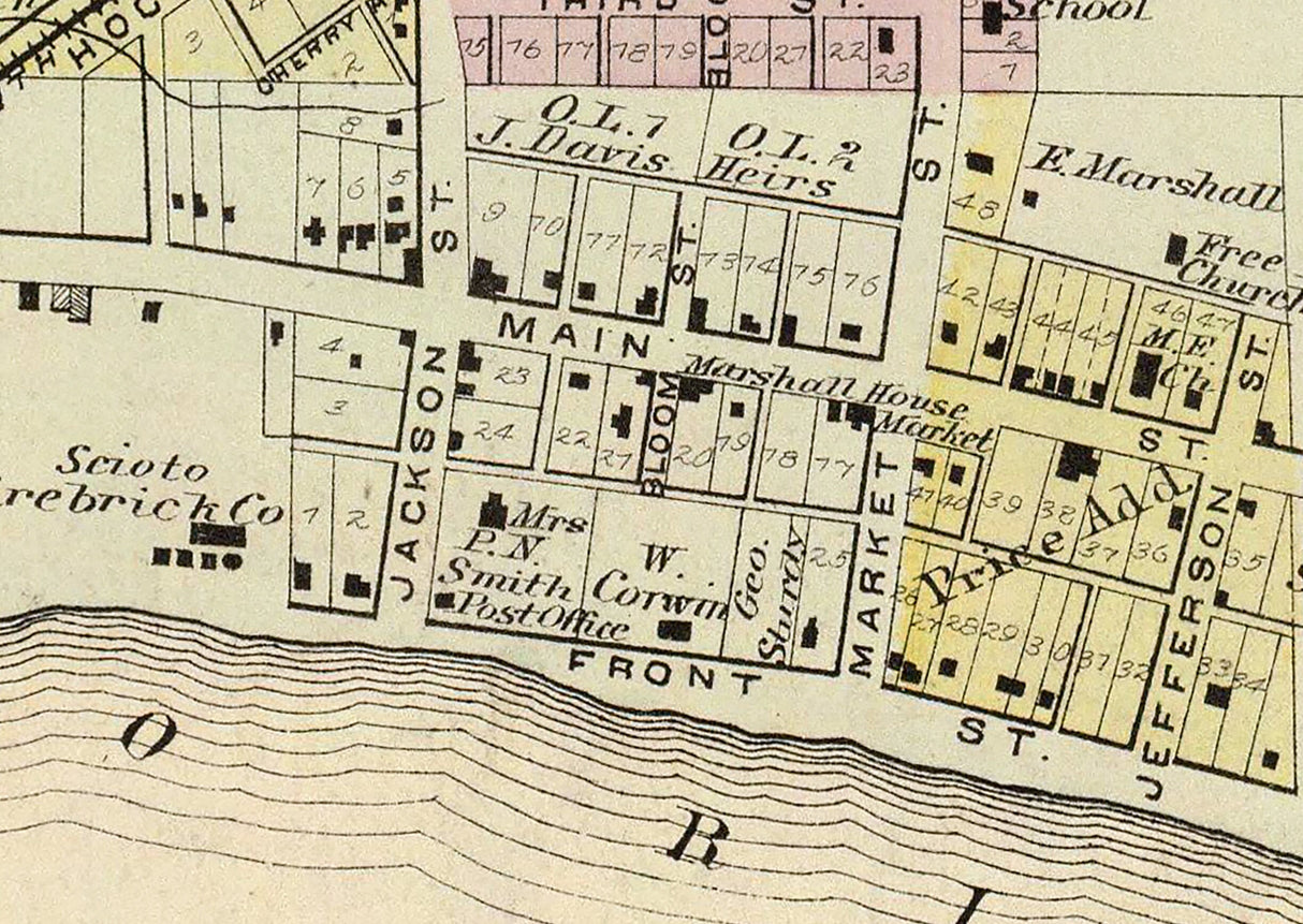 1877 Town Map of Sciotoville Scioto County Ohio
