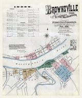 1886 Town Map of Brownsville Fayette County Pennsylvania