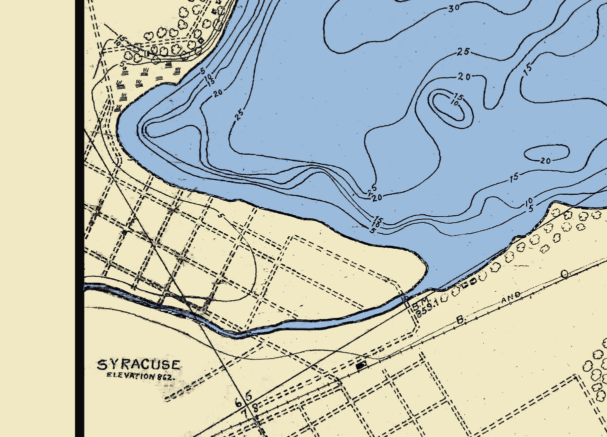 1924 Map of Lakes Wawasee and Syracuse Kosciusco County Indiana