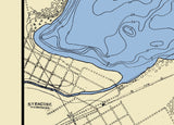 1924 Map of Lakes Wawasee and Syracuse Kosciusco County Indiana