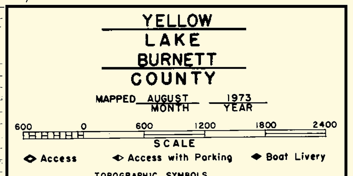 1973 Map of Yellow Lake Burnett County Wisconsin