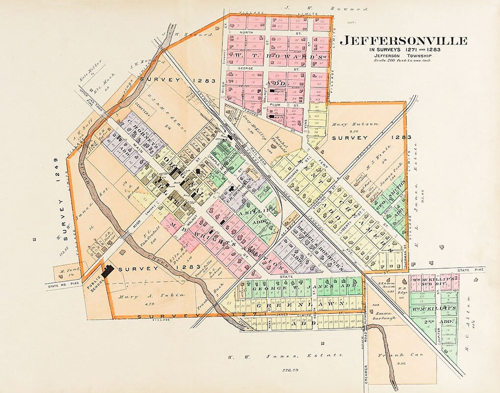 1913 Town Map of Jeffersonville Fayette County Ohio