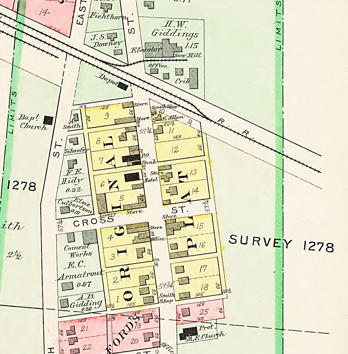 1913 Town Map of Milledgeville Fayette County Ohio