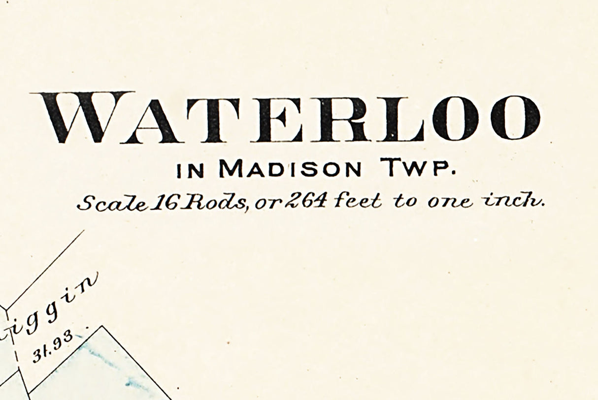 1913 Town Map of Waterloo Fayette County Ohio