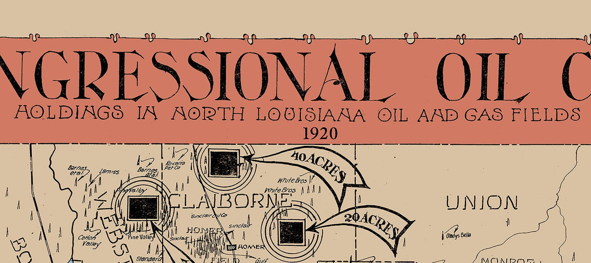 1920 Map of North Louisiana Oil and Gas Fields