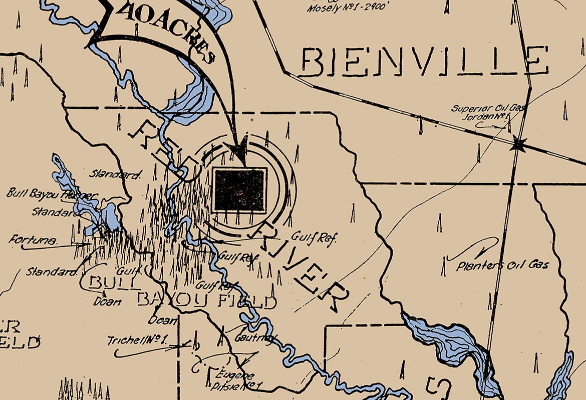 1920 Map of North Louisiana Oil and Gas Fields