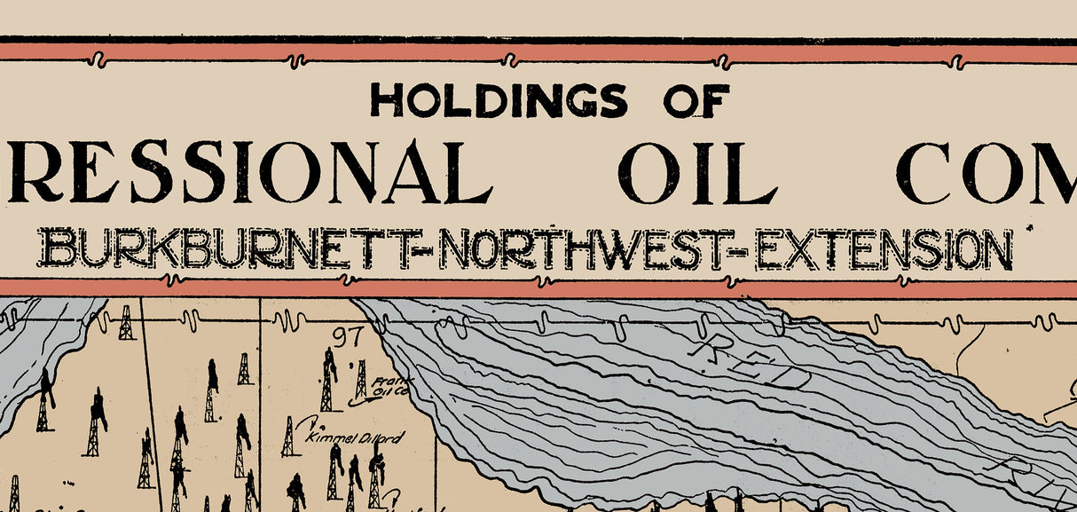 1920 Oil Field Map of Burkburnett Texas