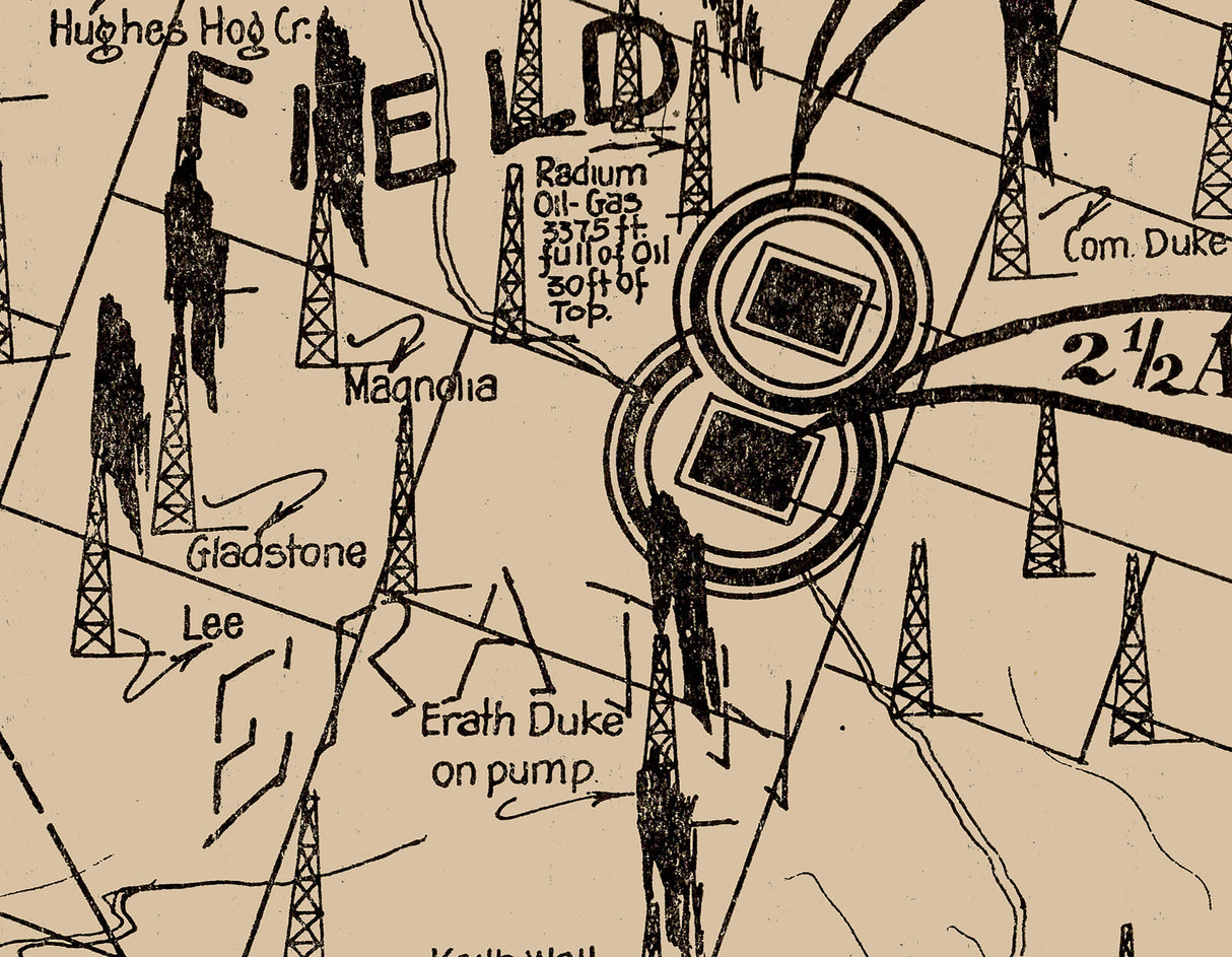 1920 Oil Field Map of Erath County Texas