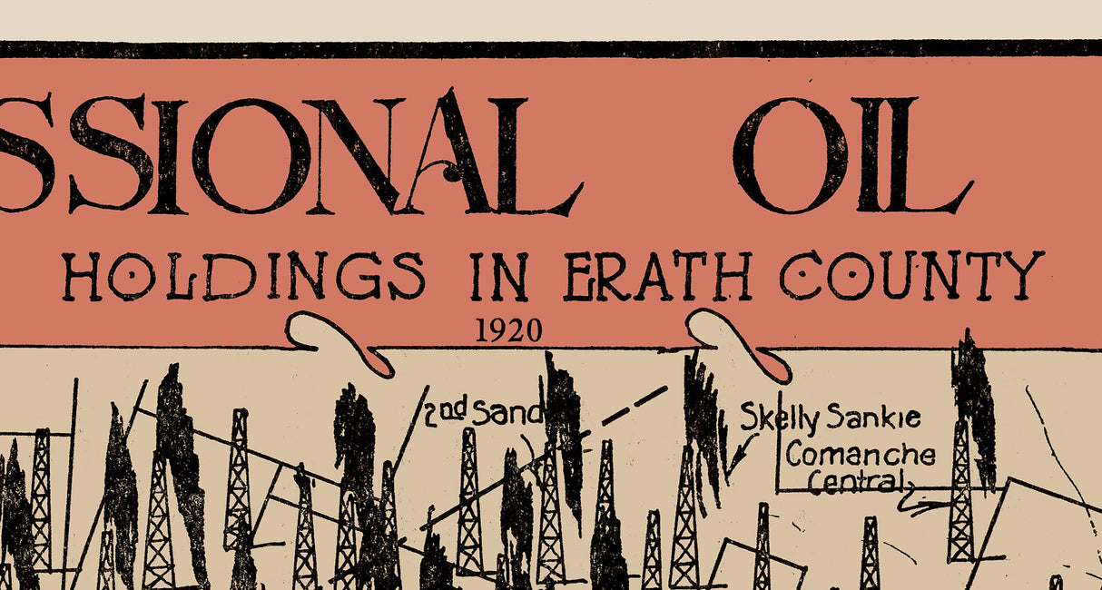 1920 Oil Field Map of Erath County Texas