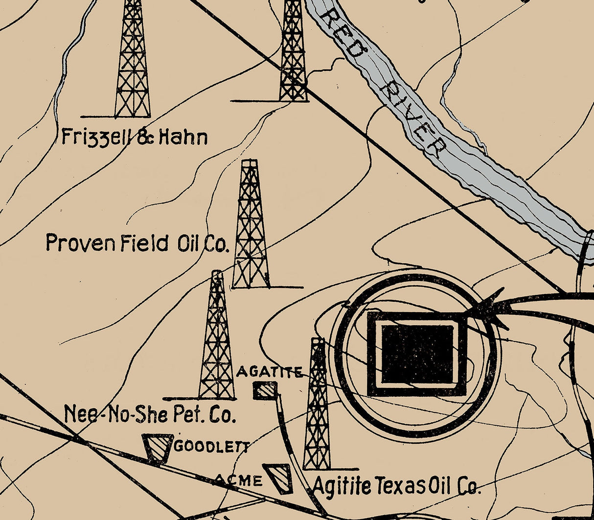 1920 Oil Field Map of Hardeman County Texas