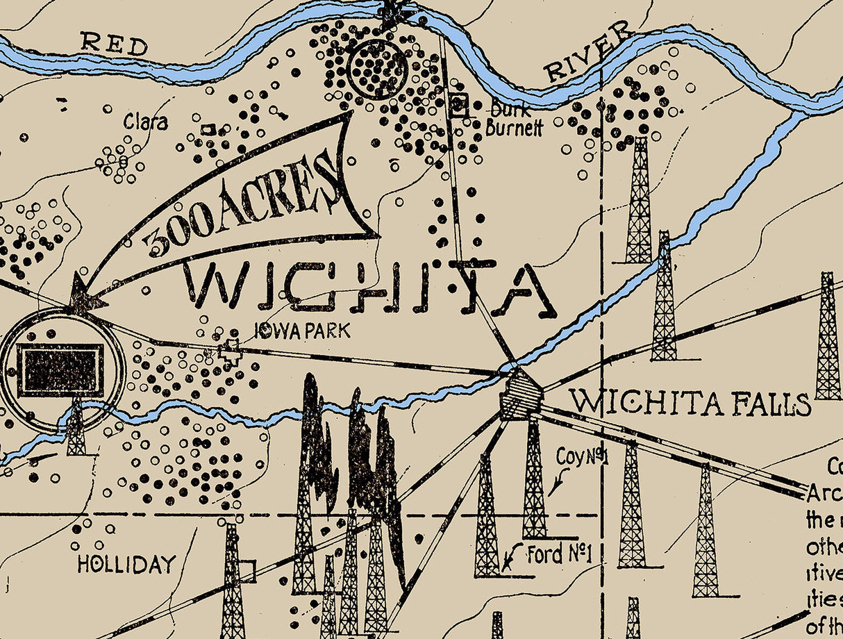 1920 Oil Field Map of North Texas Counties