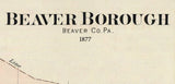 1877 Town Map of Beaver Borough Beaver County PA