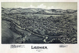 1900 Panoramic Map of Ligonier Westmoreland County Pennsylvania