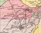 1892 Map of Tulare County California