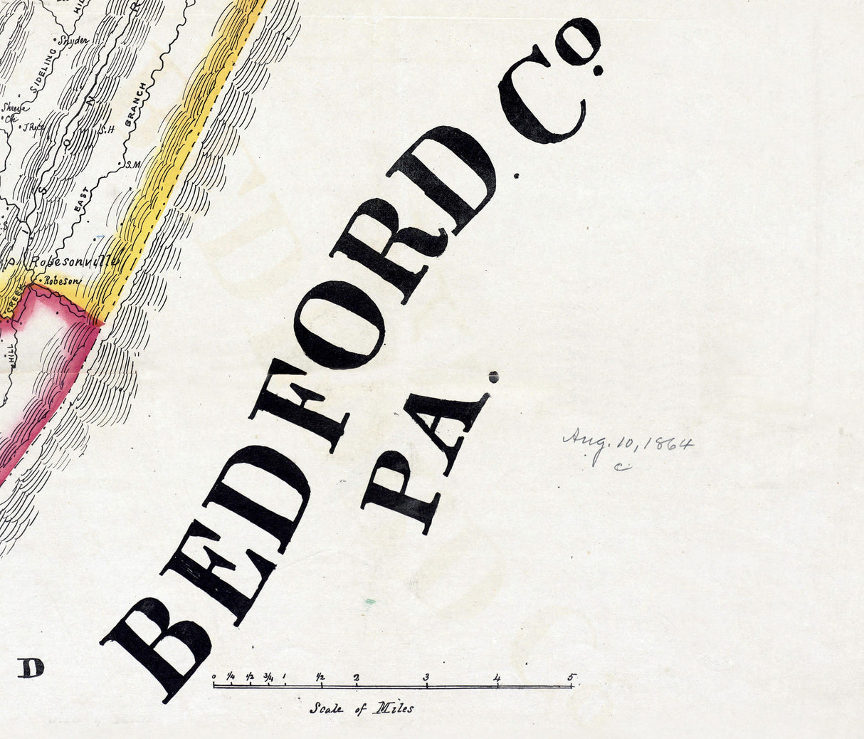 1864 Map of Bedford County Pennsylvania