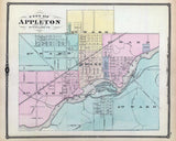 1878 Map of Appleton Outagamie County Wisconsin
