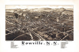 1885 Panoramic Map of Lowville Lewis County New York