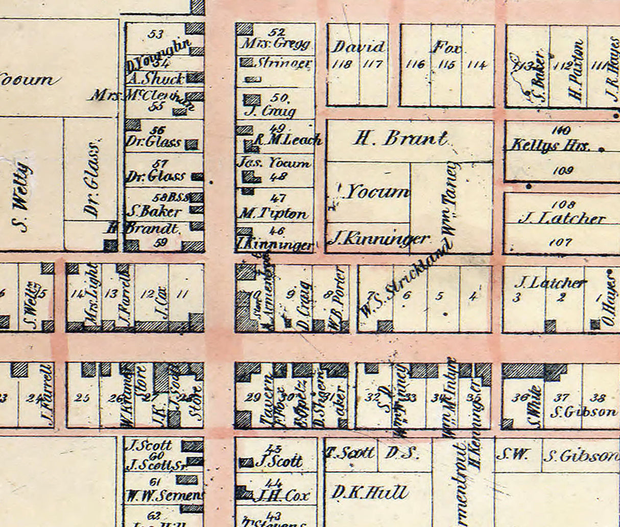1861 Town Map of Hayesville Ashland County Ohio