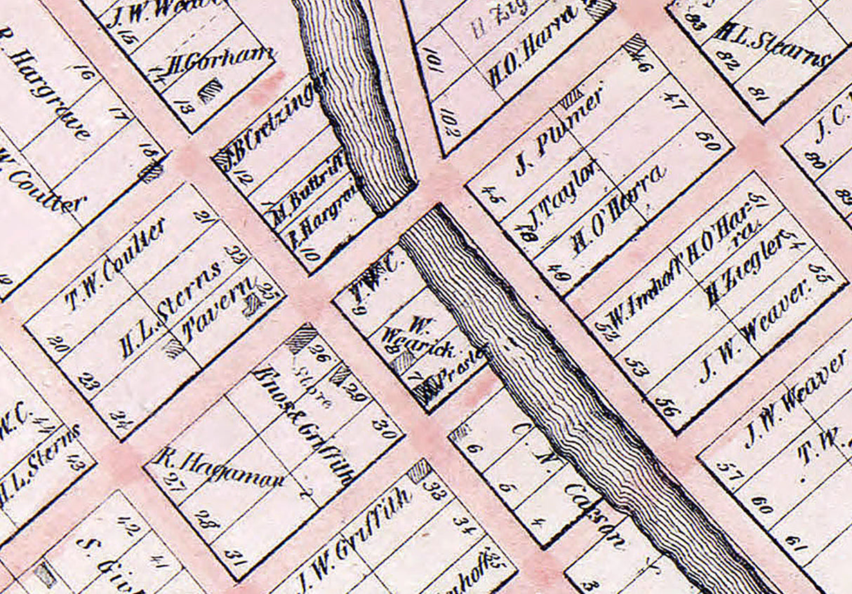 1861 Town Map of Perrysville Ashland County Ohio
