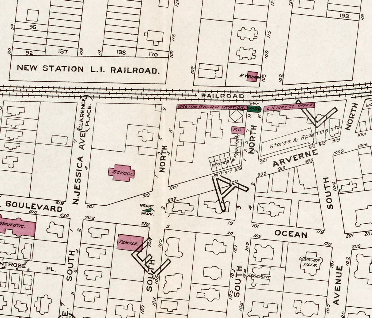 1908 Town Map of Arverne New York City New York
