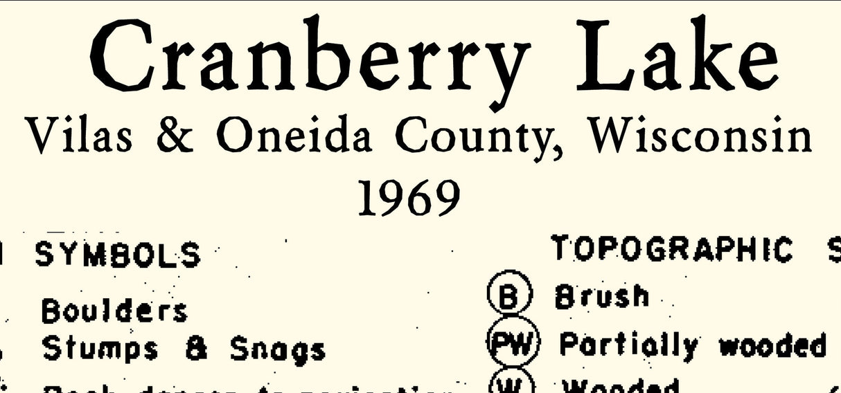 1969 Map of Cranberry Lake Vilas and Oneida County Wisconsin